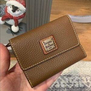 Dooney & Bourke brown NEW qvc Leather Card Holder wallet pebbled brown